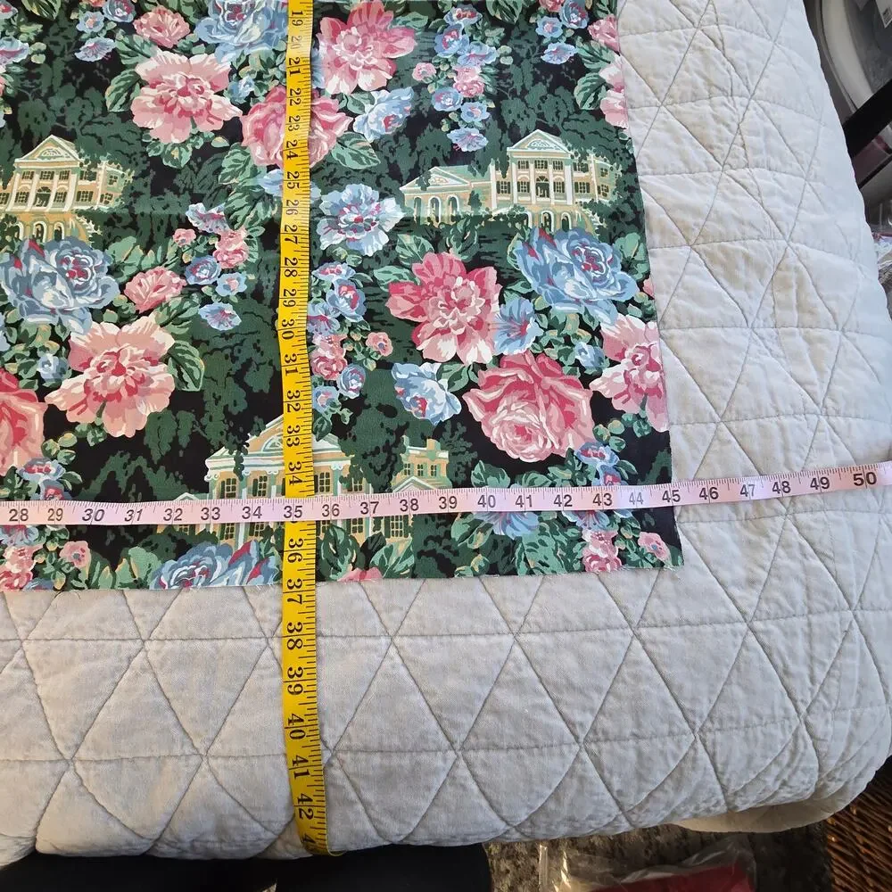 Vintage Springs Industries 2 Fabric Remnants Pink Cabbage Roses Colonial House
